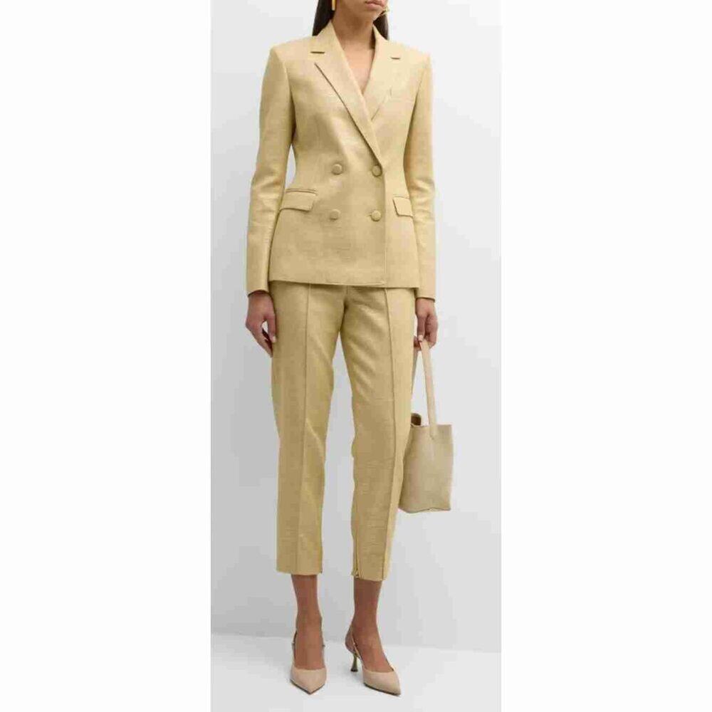 St John Metallic Twill 2 Piece Blazer Suit Size 2